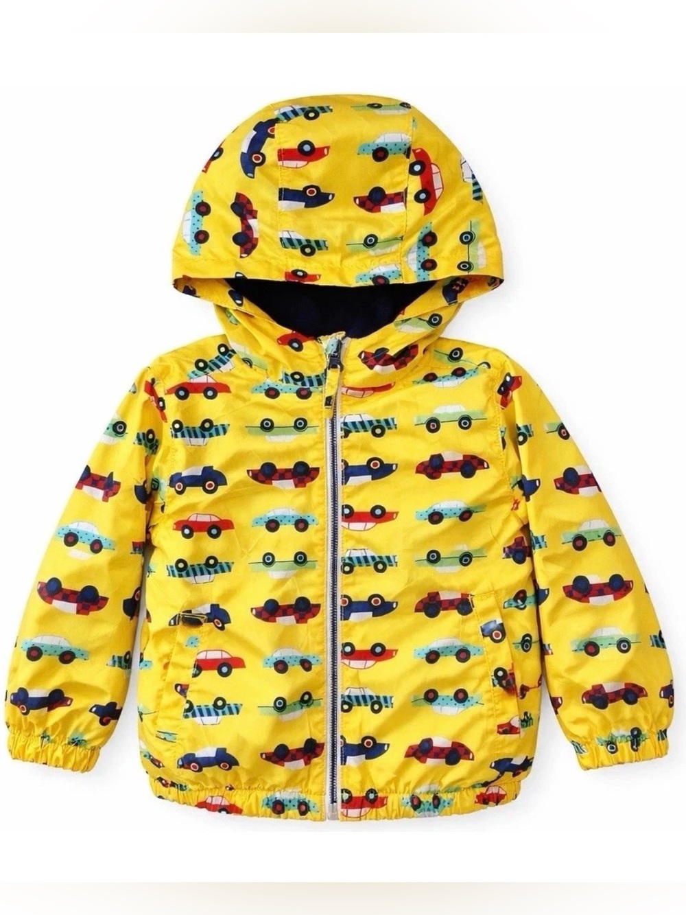 Kids Yellow Hooded Car-Print Jacket Ixtreme